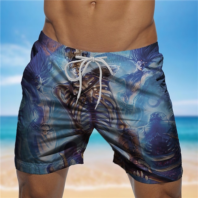 

Men's Designer Streetwear Shorts Beach Shorts 3D Print Elastic Drawstring Design Short Pants Casual Daily Micro-elastic Graphic Skull Breathable Soft Mid Waist Blue S M L XL XXL