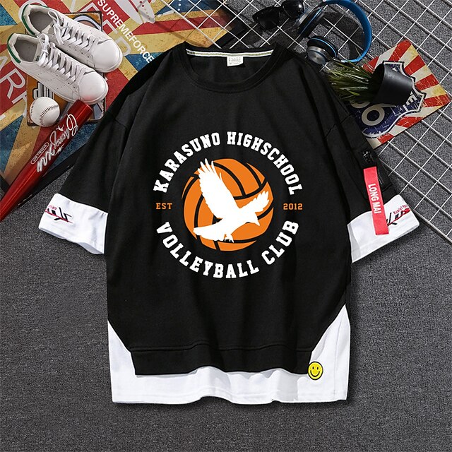 

Inspired by Haikyuu Nekoma high school Hinata ShoYou T-shirt Cartoon 100% Polyester Anime Harajuku Graphic Kawaii T-shirt For Men's / Women's / Couple's