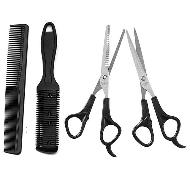  4 pièces/ensemble ciseaux de coiffure ménagers cisailles à effiler coupe de cheveux ciseaux de coiffeur peigne à dents plates outils de coiffure