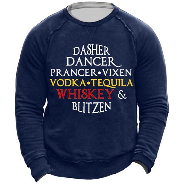 

Men's Sweatshirt Pullover Graphic Letter Print Sports Outdoor Casual Daily 3D Print Basic Casual Hoodies Sweatshirts Navy Blue