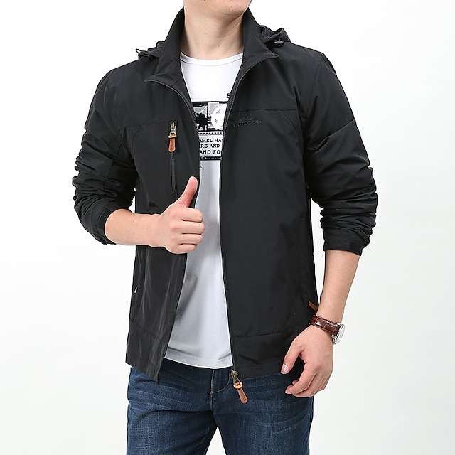 Mens Clothing Mens Outerwear | Mens Jacket Going out Work Fall Spring Regular Coat Stand Collar Regular Fit Windproof UV Resista