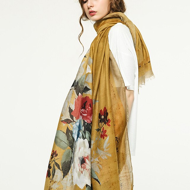 

Sleeveless Ladies Polester / Cotton Blend Party / Holiday Women's Wrap / Women's Scarves With Pattern / Print