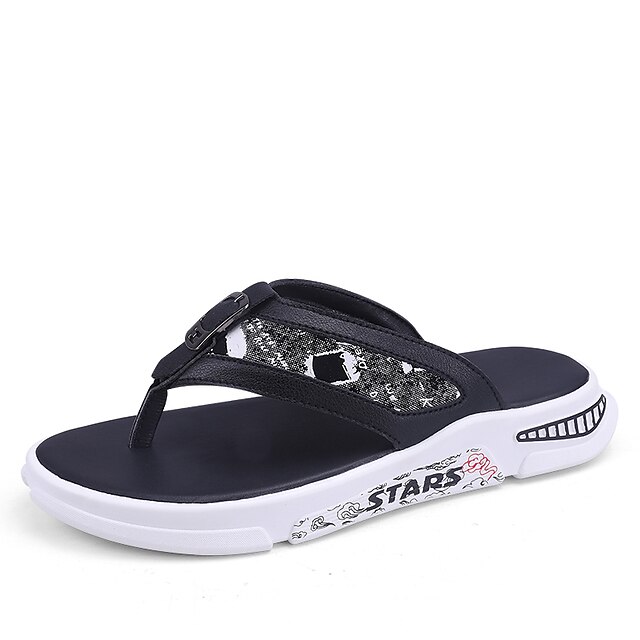 

Men's Slippers Flip-Flops Casual Daily Microfiber White Black Spring Summer