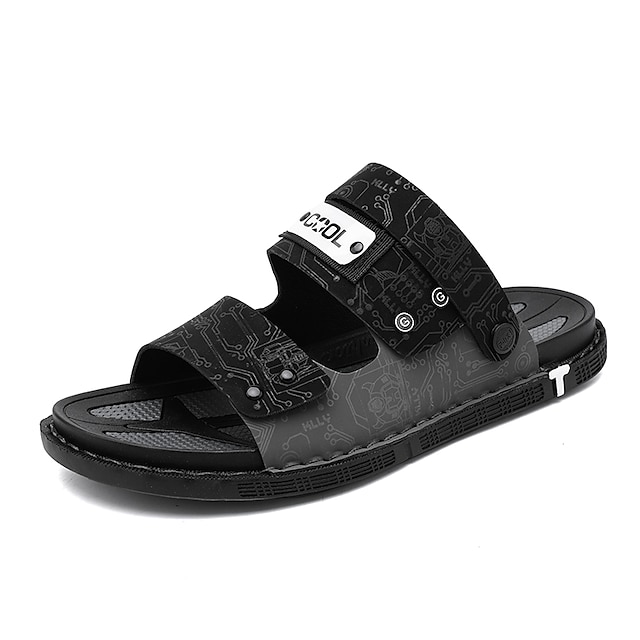 

Men's Sandals Slingback Sandals Casual Beach Daily Faux Leather Black Gray Spring