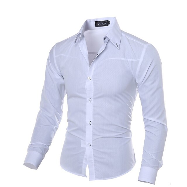 Mens Clothing Mens Shirts | Mens Tuxedo Shirts Solid Colored Turndown Party Street Pleated Button-Down Long Sleeve Tops Cotton F