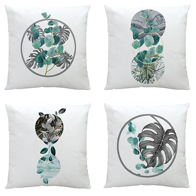 

4PC Tropical Leaf Double Side Cushion Cover Soft Decorative Square Throw Pillow Cover Cushion Case Pillowcase Superior Quality Machine Washable Indoor Cushion for Sofa Couch Bed Chair
