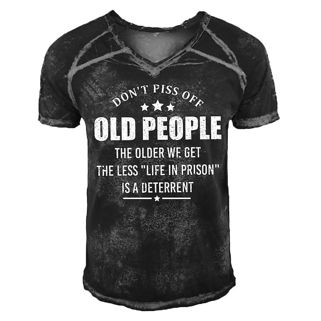 

Men's T shirt 3D Print Graphic Letter V Neck Casual Daily Print Short Sleeve Tops Fashion Classic Comfortable Big and Tall Black