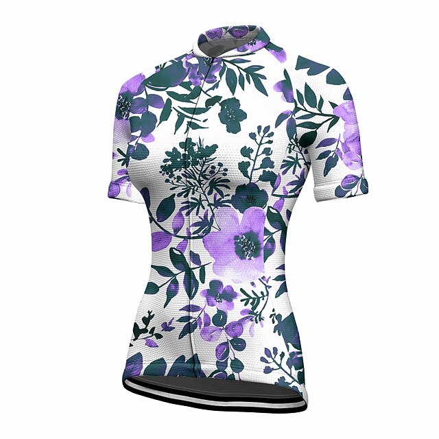 

21Grams Women's Short Sleeve Cycling Jersey Summer Spandex Purple Pink Floral Botanical Bike Top Mountain Bike MTB Road Bike Cycling Quick Dry Moisture Wicking Sports Clothing Apparel / Stretchy