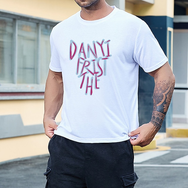 

Men's T shirt Hot Stamping Graphic Prints Letter Crew Neck Street Casual Print Short Sleeve Tops Basic Fashion Designer Big and Tall White Black Khaki