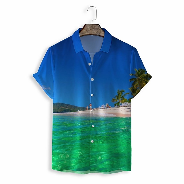 

Men's Shirt 3D Print Graphic Turndown Casual Daily 3D Print Short Sleeve Tops Casual Fashion Classic Green