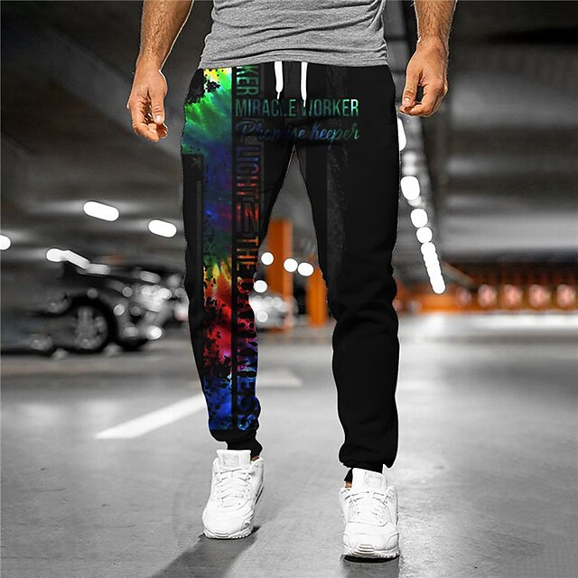 

Men's Designer Casual / Sporty Jogger Sweatpants Trousers 3D Print Elastic Drawstring Design Pants Daily Leisure Sports Micro-elastic Graphic Letter Breathable Soft Mid Waist Black S M L XL XXL