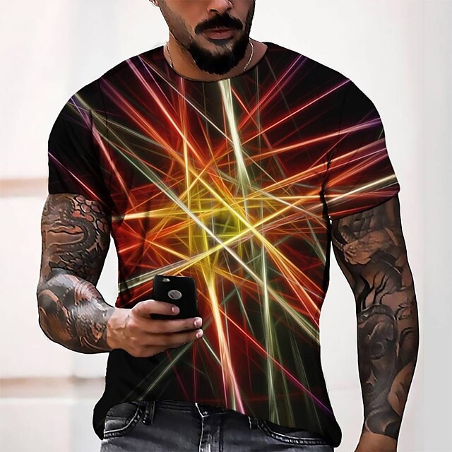 

Men's Tee T shirt 3D Print Graphic Round Neck Casual Daily 3D Print Short Sleeve Tops Fashion Designer Cool Comfortable Black