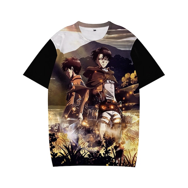 

Inspired by Attack on Titan levi ackerman Eren Yeager T-shirt Cartoon 100% Polyester Anime Harajuku Graphic Kawaii T-shirt For Men's / Women's / Couple's