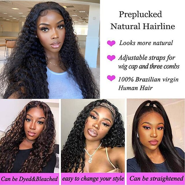 Beauty & Hair Wigs & Hair Pieces | Lace Front Wigs Human Hair for Black Women Glueless Water Wave Wigs 150% Density Brazilian Un