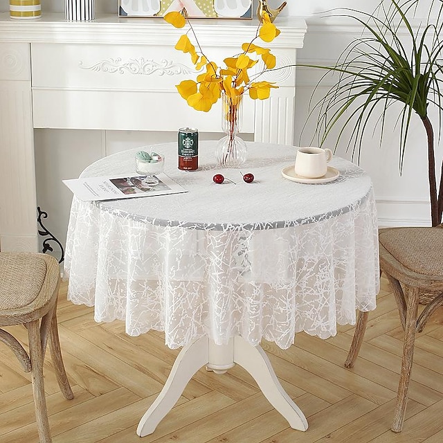  Lace Tablecloth White Table Cover Cloths for Side Table,Coffe Table,Kitchen Dining, Party, Holiday, Buffet