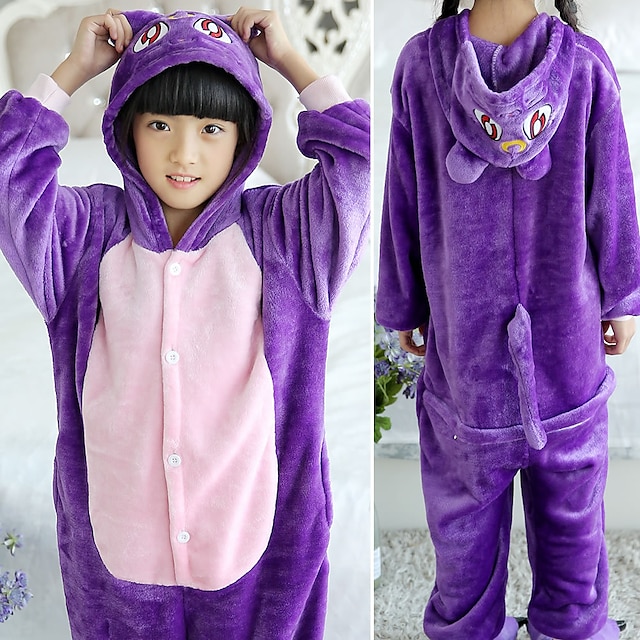 Toys & Hobbies Cosplay & Costumes | Kids Kigurumi Pajamas Unicorn Cat Tiger Onesie Pajamas Flannelette White / Yellow / Black / 