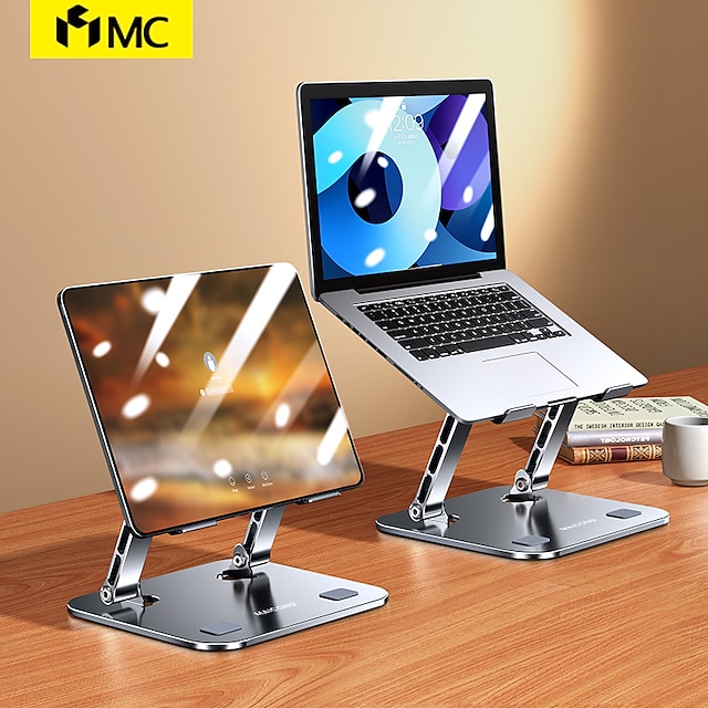  Laptop Stand für Schreibtisch Verstellbarer Laptopständer Metall Silikon Tragbar Faltbar Alles in einem Laptop Halter Kompatibel mit Kindle Fire iPad Pro MacBook Air Pro 9 bis 15,6 Zoll 17 Zoll
