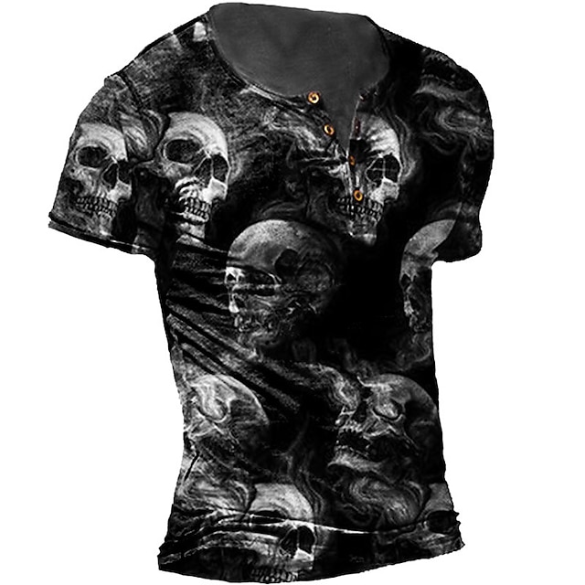 

Men's Unisex T shirt 3D Print Graphic Prints Skull Crew Neck Street Daily Print Short Sleeve Tops Casual Designer Big and Tall Sports Black