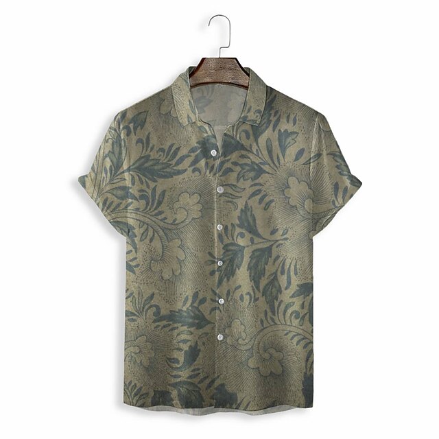 

Men's Shirt 3D Print Graphic Turndown Casual Daily 3D Print Short Sleeve Tops Casual Fashion Classic Gray