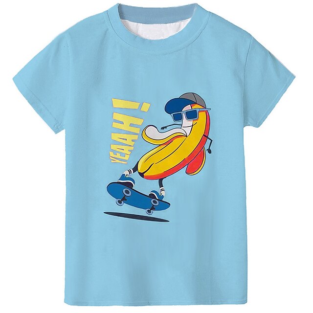 Baby & Kids Boys Clothing | Kids Boys T shirt Short Sleeve 3D Print Cartoon Fruit Letter Blue Children Tops Spring Summer Active