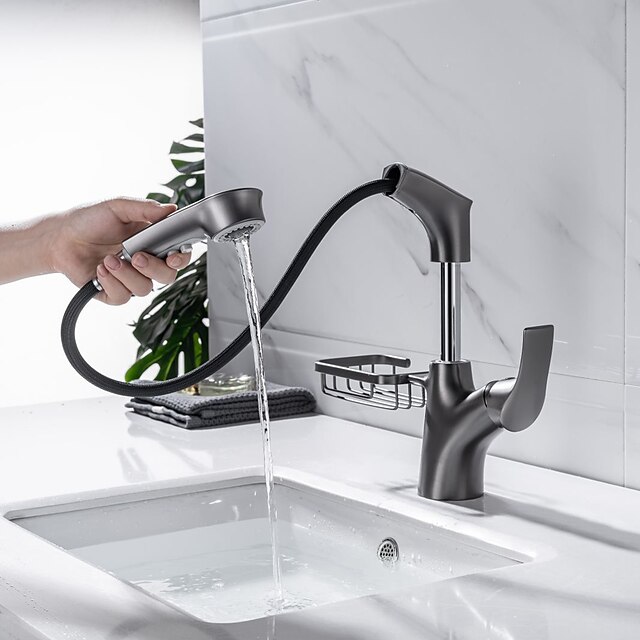  Bathroom Sink Faucet - Rotatable / Pull out Chrome / Electroplated / Painted Finishes Centerset Single Handle One HoleBath Taps