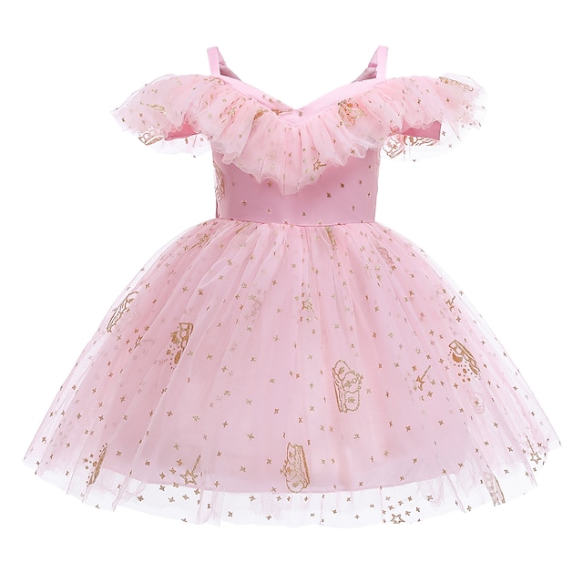 

Kids Little Girls' Dress Plain Tulle Dress Party Daily Mesh Pink Knee-length Short Sleeve Elegant Cute Dresses Children's Day Spring Summer Slim 3-10 Years