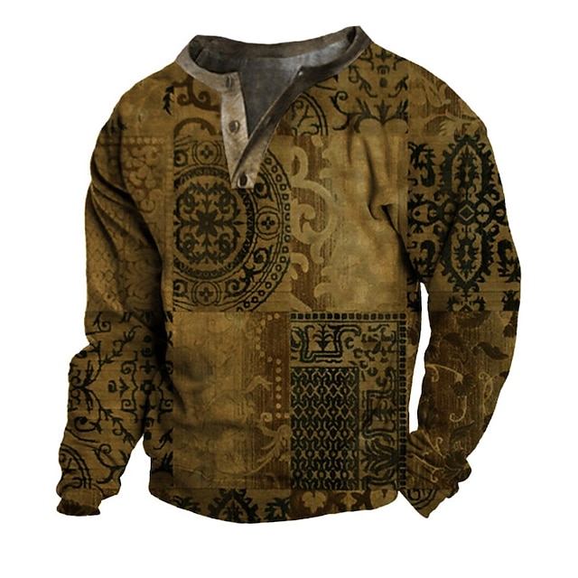 

Men's Sweatshirt Pullover Graphic Flower Sports Outdoor Casual Daily 3D Print Basic Casual Hoodies Sweatshirts Coffee