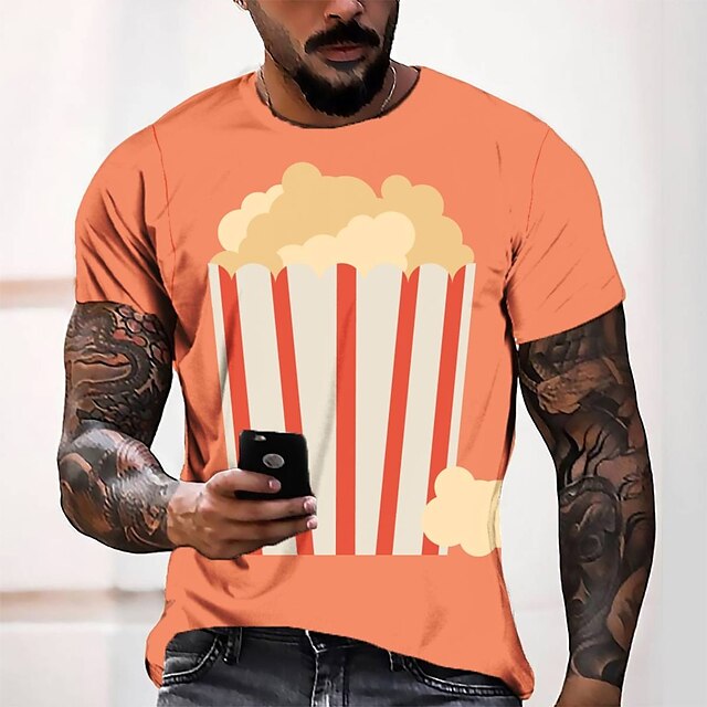 

Men's Tee T shirt 3D Print Graphic Round Neck Casual Daily 3D Print Short Sleeve Tops Fashion Designer Cool Comfortable Orange