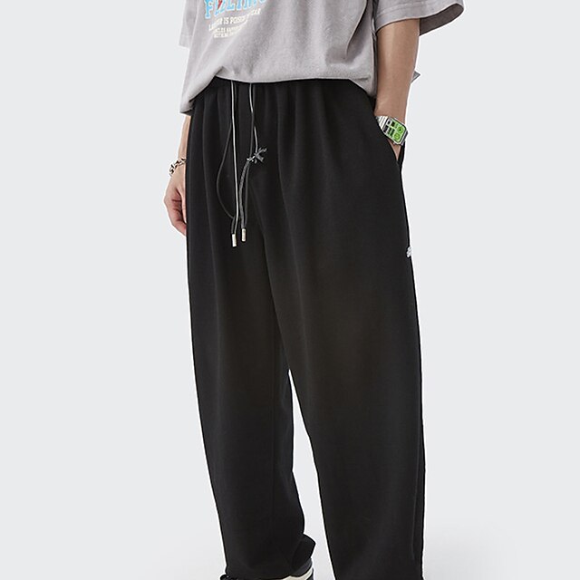 

Men's Fashion Casual / Sporty Chinos Track Pants Drawstring Pocket Elastic Waist Ankle-Length Pants Casual Daily Micro-elastic Solid Color Cotton Blend Breathable Outdoor Mid Waist Green White Black