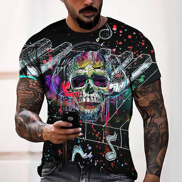 

Men's Tee T shirt 3D Print Graphic Round Neck Casual Daily 3D Print Short Sleeve Tops Fashion Designer Cool Comfortable Black
