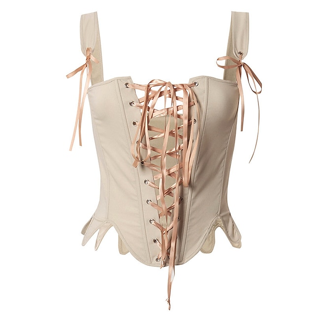  Corset Pentru femei Topuri cu corset stil minimalist Corset overbust Fără Spate Controlul abdomenului Culoare pură Cu Dantelă Poliester Bal Petrecere și seară Club Primăvară Vară Verde Militar Kaki