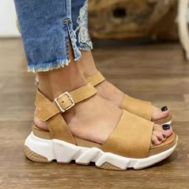 

Women's Sandals Plus Size Flat Heel Round Toe Casual Classic Daily Walking Shoes PU Leather Loafer Spring Summer Almond Leopard Black