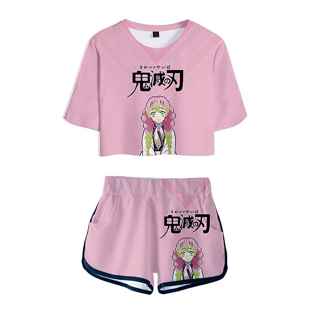 

Inspired by Demon Slayer: Kimetsu no Yaiba Kanroji Mitsuri Crop Top Cartoon 100% Polyester Anime Harajuku Graphic Shorts For Women's