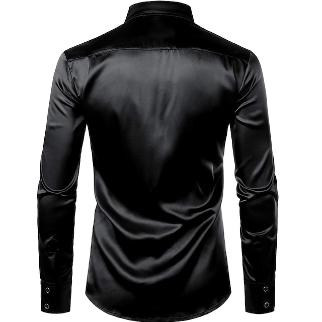 Mens Clothing Mens Shirts | Mens Tuxedo Shirts Solid Color Turndown Party Street Sequins Button-Down Long Sleeve Tops Fashion Br