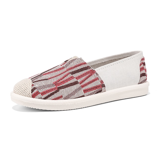 

Women's Slip-Ons Driving Shoes Indoor Shoes Booties Ankle Boots Flat Heel Round Toe Casual Minimalism Home Daily Canvas Loafer Summer Red Blue