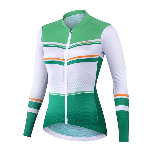 

Nuckily Women's Long Sleeve Cycling Jersey Summer Spandex Green Stripes Color Block Bike Top Mountain Bike MTB Road Bike Cycling Quick Dry Moisture Wicking Sports Clothing Apparel / Stretchy