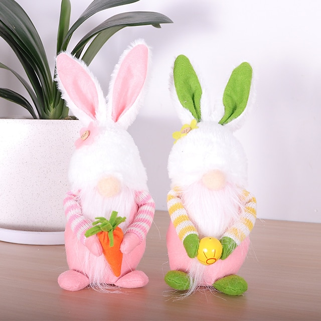 

Easter Bunny Holding Eggs Faceless Doll Doll Ornament Goblin Dwarf Doll Holiday Decoration