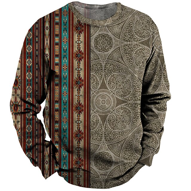 

Men's Unisex Sweatshirt Pullover Tribal Graphic Prints Print Daily Sports 3D Print Casual Vintage Hoodies Sweatshirts Brown