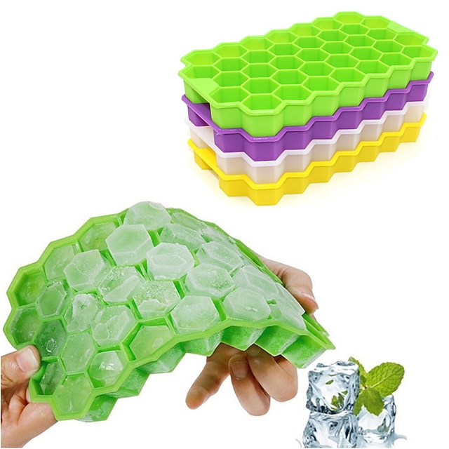 DIY Ice Cubes Tray Hexagonal Popsicle Mold Plastic Ice Making Mould With Lid New 