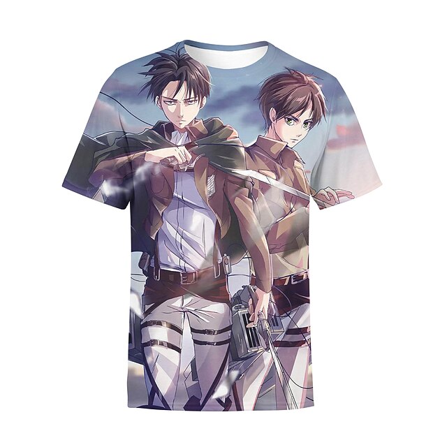 

Inspired by Attack on Titan levi ackerman Eren Jaeger Cosplay Costume T-shirt 100% Polyester Pattern Harajuku Graphic Kawaii T-shirt For Men's / Women's / Couple's