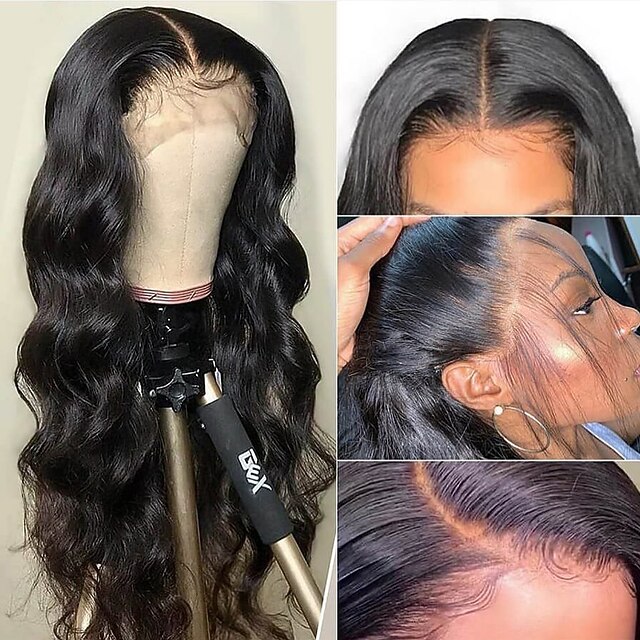 

Natural Black Synthetic Lace Front Wig Long Loose Wave Heat Resistant Fiber Natural Hairline Daily Wigs For Women