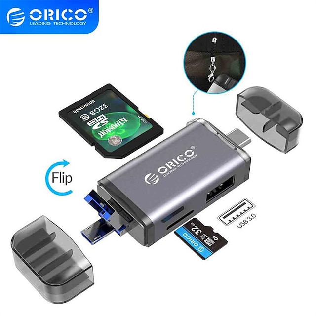  قارئ بطاقات Orico 6 في 1 USB 3.0 USB 2.0 نوع C إلى SD / TF مهايئ الذاكرة الذكية TF / SD OTG Cardreader لأجهزة الكمبيوتر المحمول