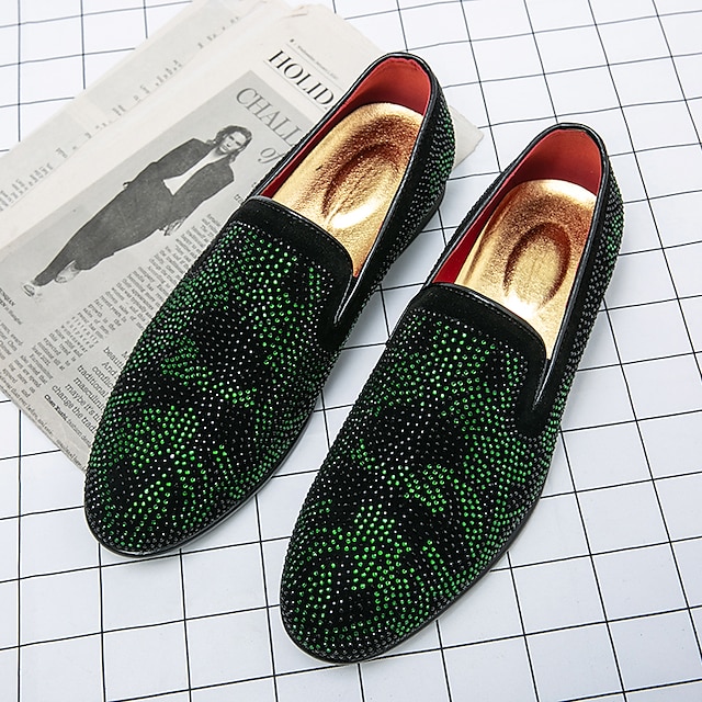 Men's Loafers & Slip-Ons Dress Loafers Plus Size Novelty Loafers Walking Casual Athletic St. Patrick's Day PU Loafer Black Spring