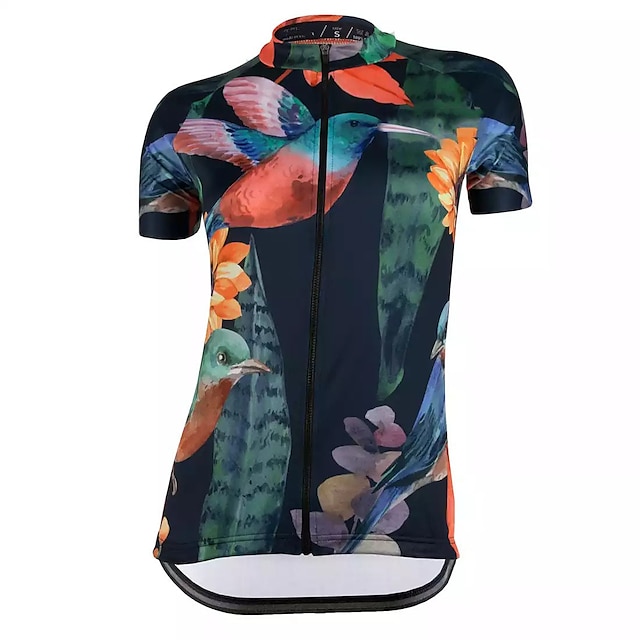 

21Grams Women's Short Sleeve Cycling Jersey Summer Spandex Green Floral Botanical Bike Top Mountain Bike MTB Road Bike Cycling Quick Dry Moisture Wicking Sports Clothing Apparel / Stretchy