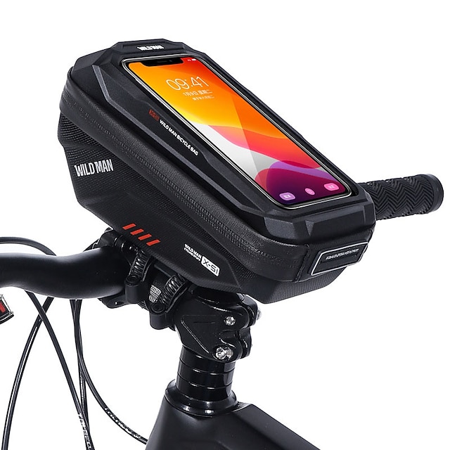

WILD MAN 1 L Bike Frame Bag Top Tube Touchscreen Reflective Waterproof Bike Bag PU Leather TPU EVA Bicycle Bag Cycle Bag Cycling Outdoor Exercise