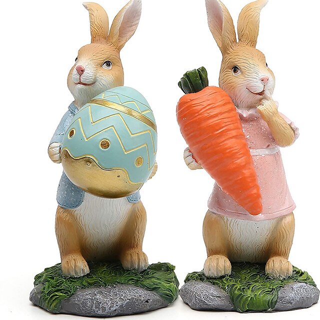 

Easter Bunny Resin Crafts Rabbit Doll Decor Desktop Decoration Rabbit Hug Carrot Figurine Garden Decorations Easter Statue