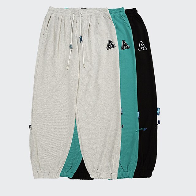 

Men's Fashion Casual / Sporty Straight Chinos Track Pants Drawstring Pocket Elastic Waist Ankle-Length Pants Casual Daily Micro-elastic Solid Color Breathable Outdoor Mid Waist Green Black Grey S M L