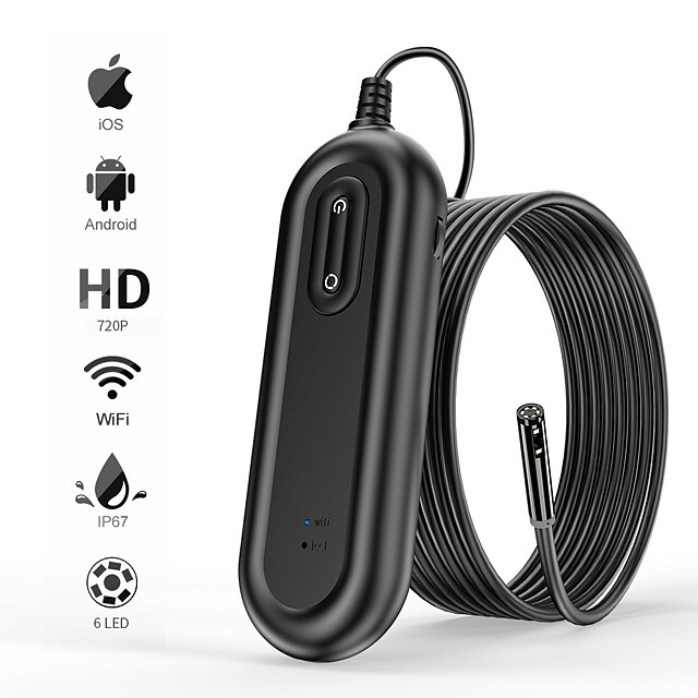 5m Cable WiFi Network Borescope Inspection Endoscope Camera Remote Control Function IP67 6 LEDs for Smartphones 5m Cable WiFi Network Borescope Inspection Endoscope Camera Remote Control Function IP67 6 LEDs for Smartphones