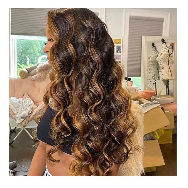 Unprocessed Virgin Hair Ombre P1B/27 Color 13x4 Lace Front Wig Middle Part Brazilian Hair Body