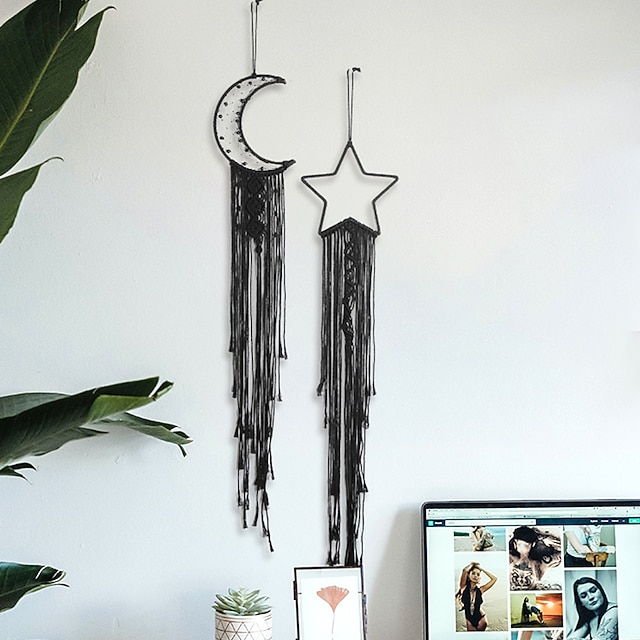 

Moon Star Creative Woven Tapestry Modern Simple Bedroom Living Room House Interior Decoration Wall Hanging